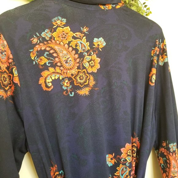 Lularoe Ellie Silky Paisley Button Up Midi Shirt Dress- Size XL - Picture 6 of 8